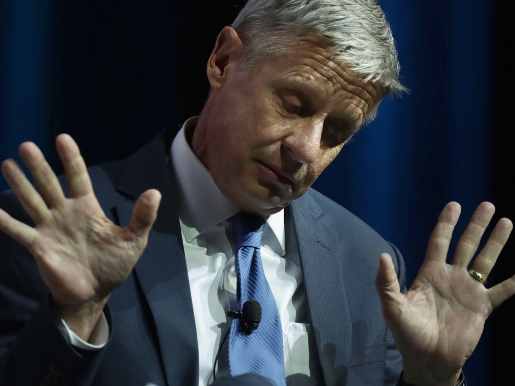 Gary Johnson during a presidential candidate forum at The Colosseum at Caesars Palace on Friday in Las Vegas.			Alex Wong  Getty Images