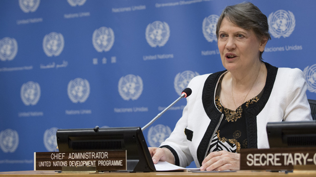 UNITED NATIONS NEW YORK CITY NY UNITED STATES- 2015/09/18 Helen Clark Administrator of the United Nations Development Programme and candidate for the job of UN Secretary General 2016 during a Press briefing on the launch of the Millennium Dev