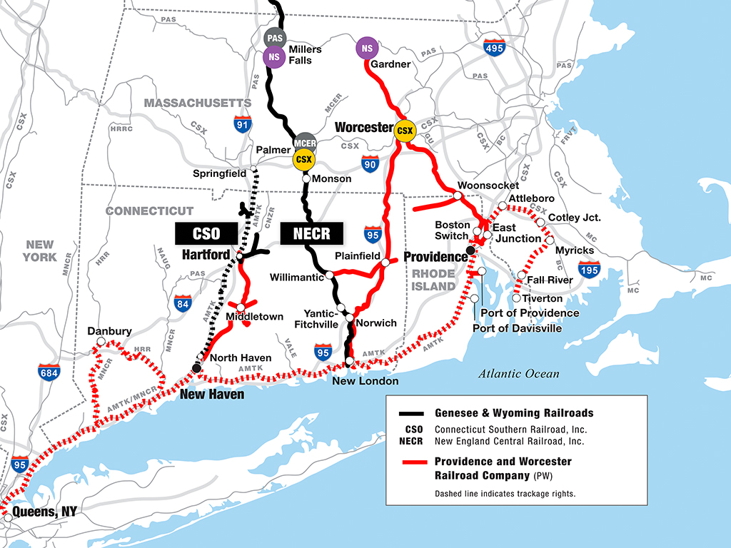 Providence & Worcester Railroad map