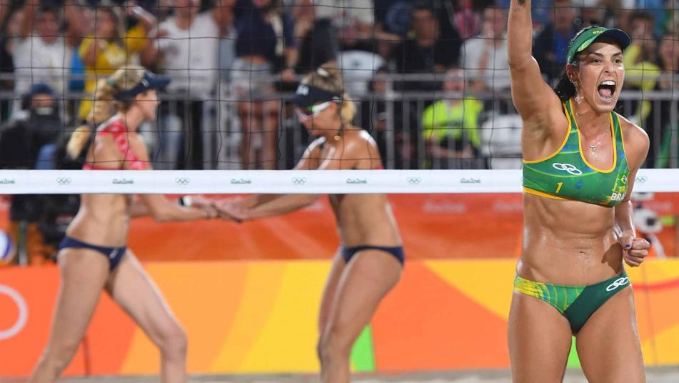 German women upset top-seeded Brazil team on Olympic beach