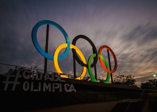 The Olympic rings placed at Madureira Park in Rio