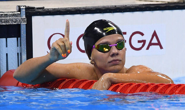 GettyYulia wagged her index finger indicating her medal placing which US swimmer Lilly King did not like