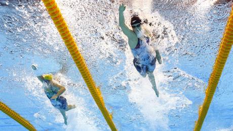 United States Katie Ledecky right swims the last leg in the final of the women's 4x200-meter freestyle relay during the swimming competitions at the 2016 Summer Olympics in Rio de Janeiro Brazil Thursday Aug. 11 2016