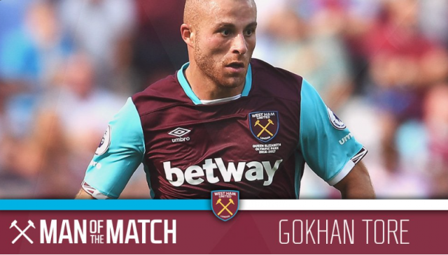 Gokhan Tore awarded West Ham Man of the Match award		Posted by Emre Sarigul