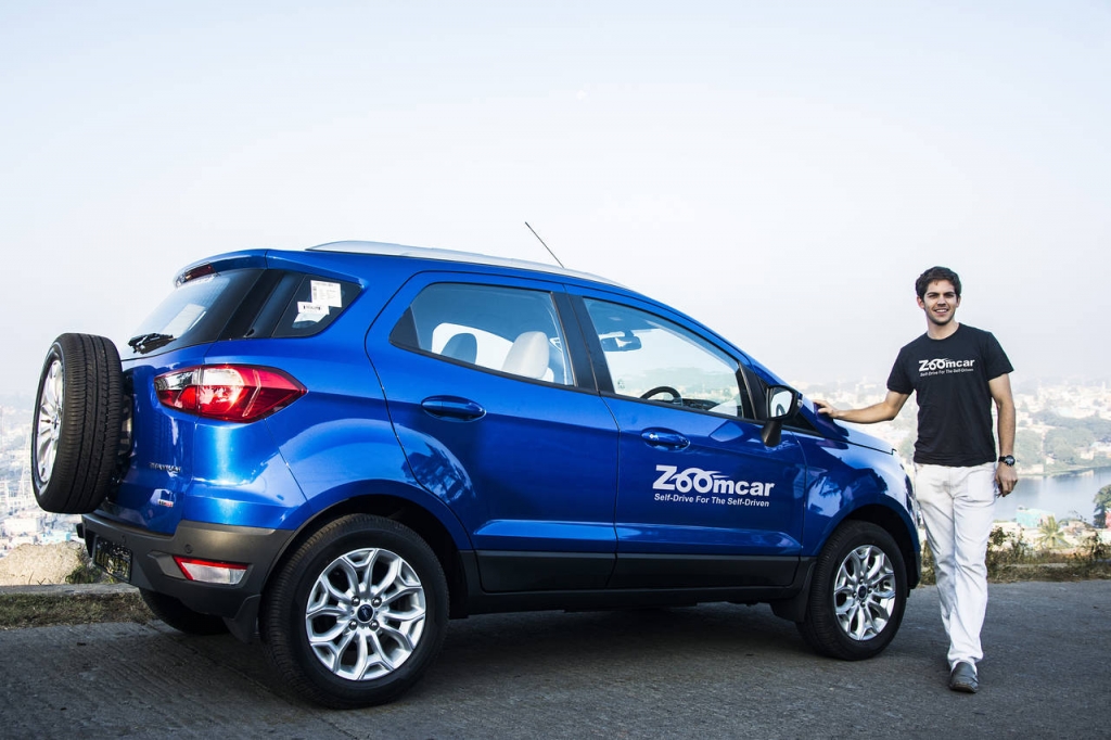 Greg Moran co-founder of Zoomcar with one of the rental vehicles. Image ZOOMCAR