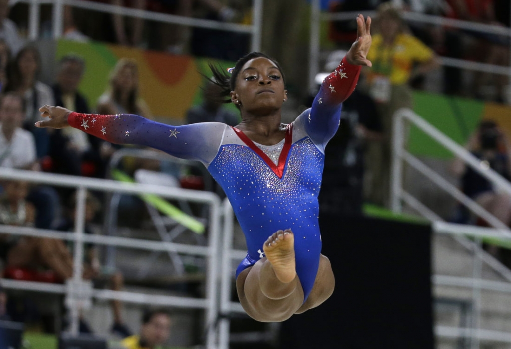 Biles performs on the floor during the artistic gymnastics women’s apparatus final at the 2016 Summer Olympics in Rio de Janeiro Brazil on Tuesday