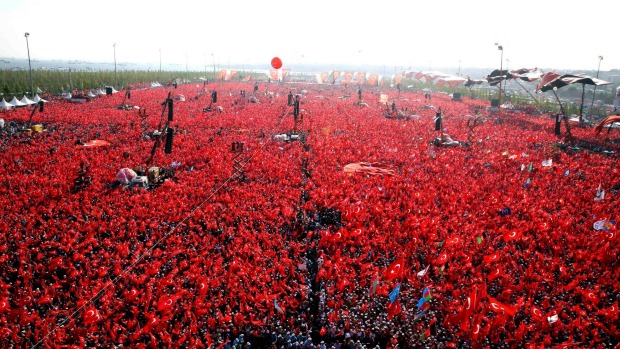 Over a million Turks attend a rally organized by president Tayyip Erdoga