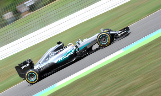 Mercedes driver Lewis Hamilton of Britain steers his car during the German Formula One Grand Prix in Hockenheim Germany Sunday