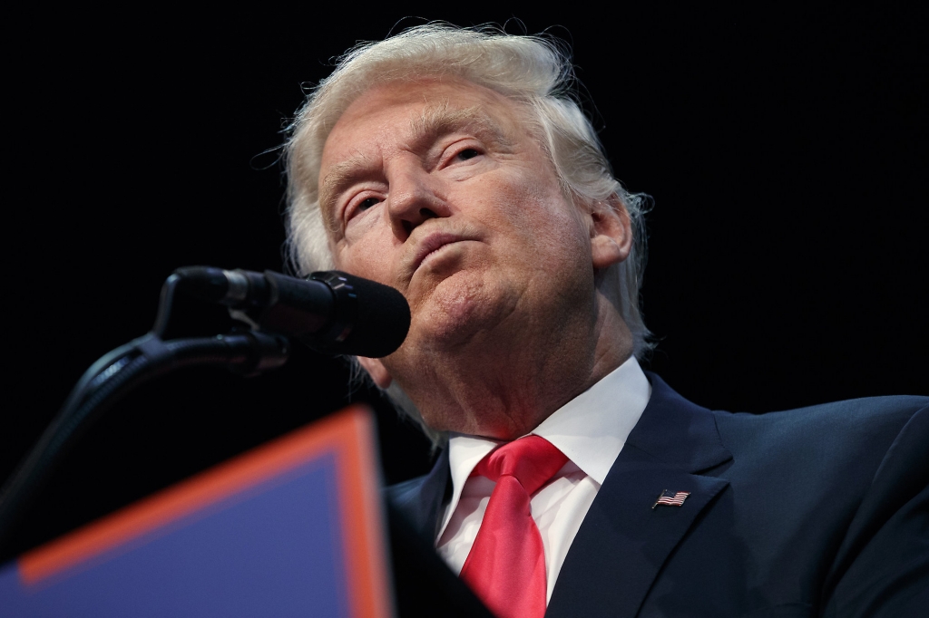 Republican presidential candidate Donald Trump pauses while speaking at a campaign town hall at Ocean Center Wednesday Aug. 3 2016 in Daytona Beach Fla