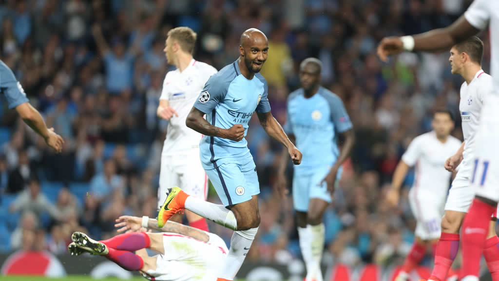 GET IN THERE Delph celebrates his first start under Pep in style