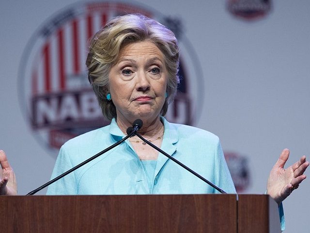 Democratic presidential nominee Hillary Clinton speaks during the National Association of Black Journalists and National Association of Hispanic Journalists joint convention in Washington DC