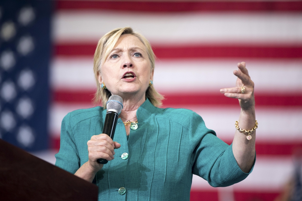 Democratic presidential candidate Hillary Clinton speaks at a rally at Abraham Lincoln High School in Des Moines Iowa Wednesday Aug. 10 2016