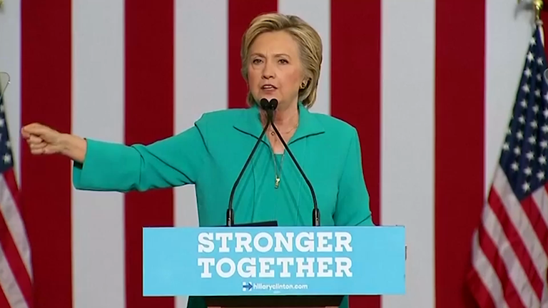 Hillary Clinton attacks Donald Trump's appearance with Nigel Farage