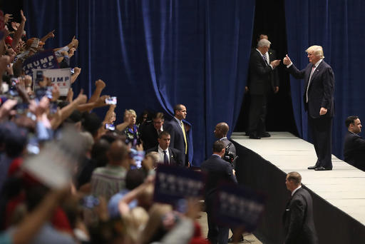 Republican Presidential nominee Donald Trump speaks to supporters