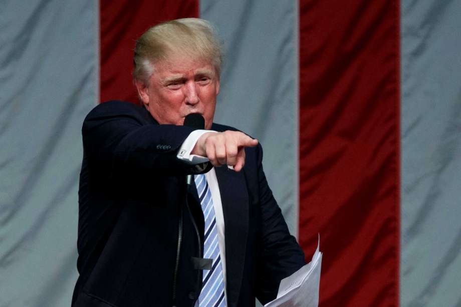 Republican presidential candidate Donald Trump speaks during a campaign rally at Sacred Heart University Saturday Aug. 13 2016 in Fairfield Conn