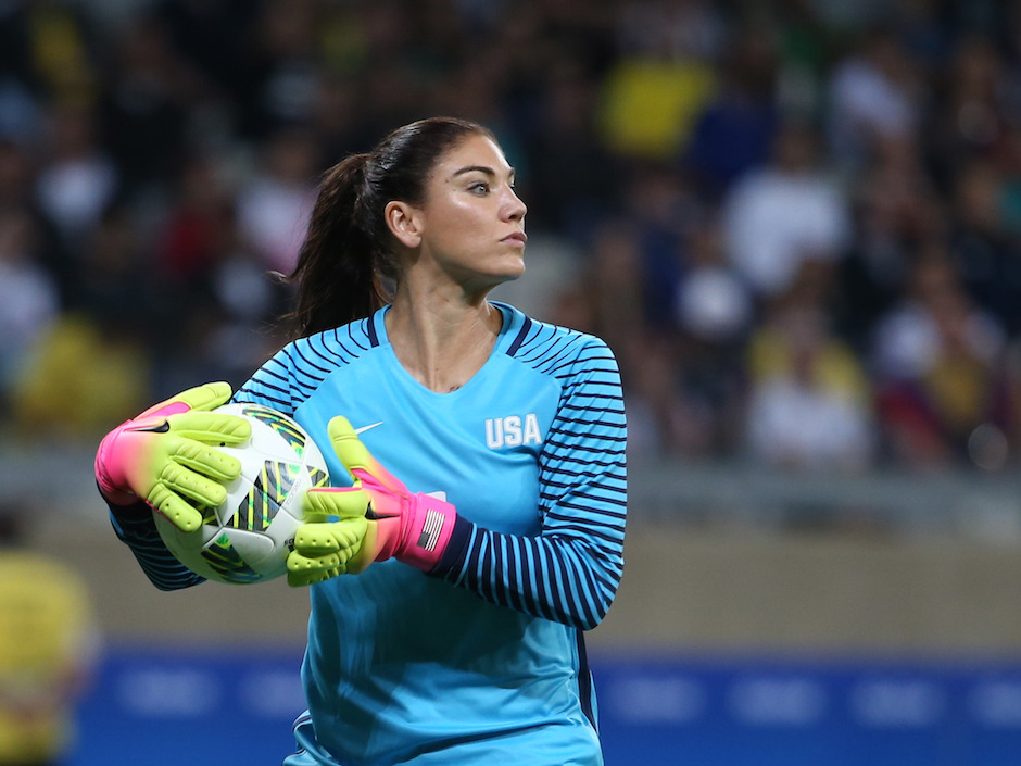 United States goalkeeper Hope Solo takes the ball during a women's Olympic football tournament match against New Zealand at the Mineirao stadium in Belo Horizonte Brazil Wednesday Aug. 3 2016