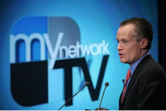 Jack Abernethy CEO of the Fox Television Station Group addresses reporters during a news conference in New York. Abernethy and Bill Shine will become the new co-presidents of Fox News Channel. Rupert Murdoch cha