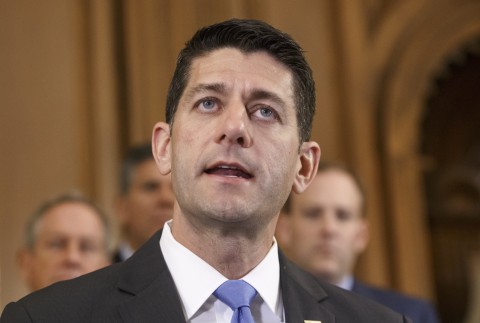 House Speaker Paul D. Ryan talks to reporters on Capitol Hill in Washington