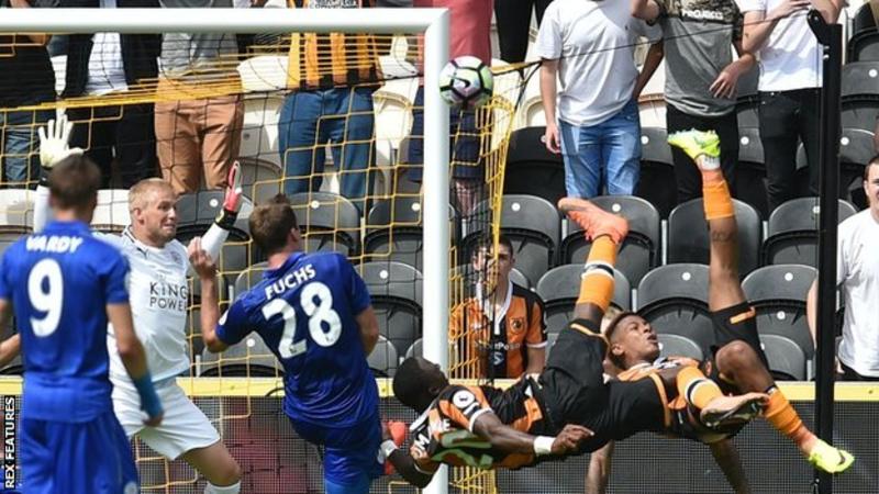 Adama Diomande was awarded Hull's opening goal the first of the new Premier League season although Abel Hernandez also got a touch Source BBC