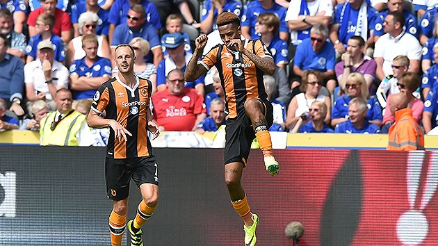 Hull celebrates after taking a shock first half lead. Pic Getty