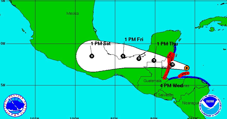 Hurricane Earl track as of 4 p.m. Wednesday