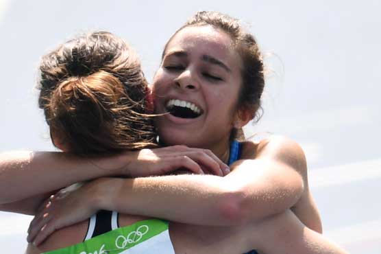 'I'm so grateful for Abbey for doing that for me. That girl is the Olympic spirit right there