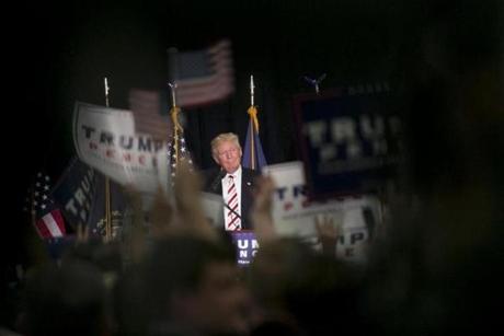 Donald Trump addressed a crowd Saturday during a campaign rally in Windham N.H