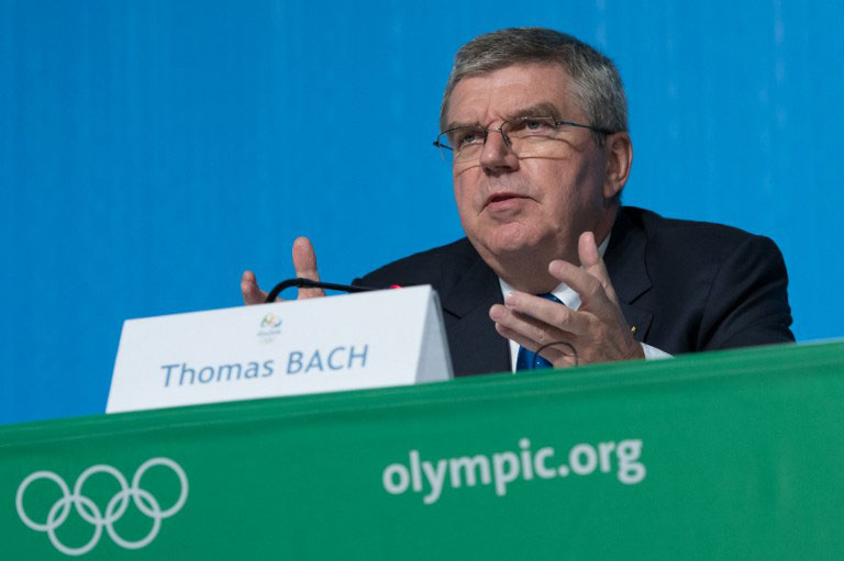 IOC President Thomas Bach speaks during the traditionnal end of the Games press conference