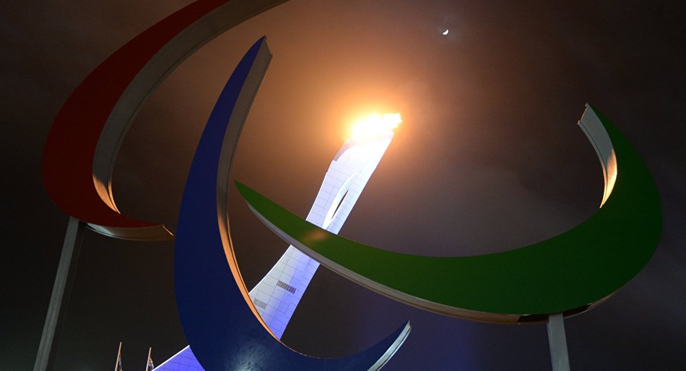 Lighting the Paralympic cauldron during the opening ceremony of the Sochi 2014 Winter Paralympics