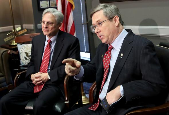 Illinois Sen. Mark Kirk and Supreme Court nominee Merrick Garland. Win McNamee  Getty Images