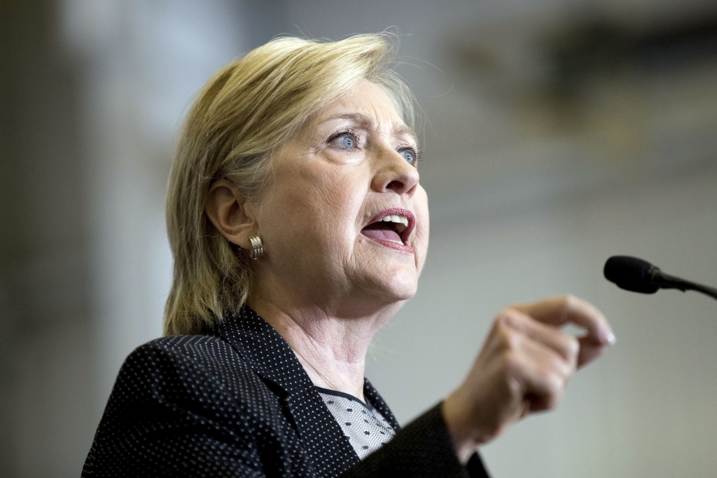 Democratic presidential nominee Hillary Clinton gives a speech on the economy after touring Futuramic Tool & Engineering in Warren Michigan on Thursday Aug. 11 2016. | Andrew Harnik  AP