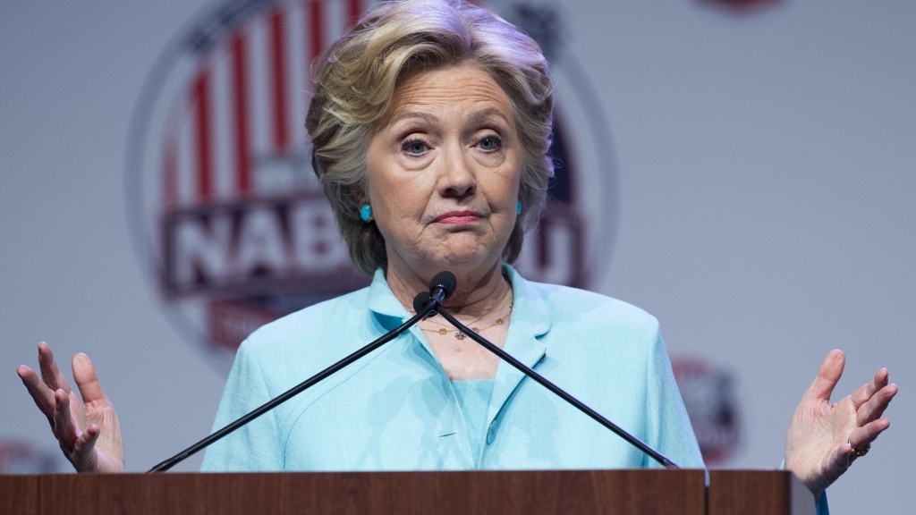 Democratic presidential nominee Hillary Clinton speaks during the National Association of Black Journalists and National Association of Hispanic Journalists joint convention in Washington DC Friday