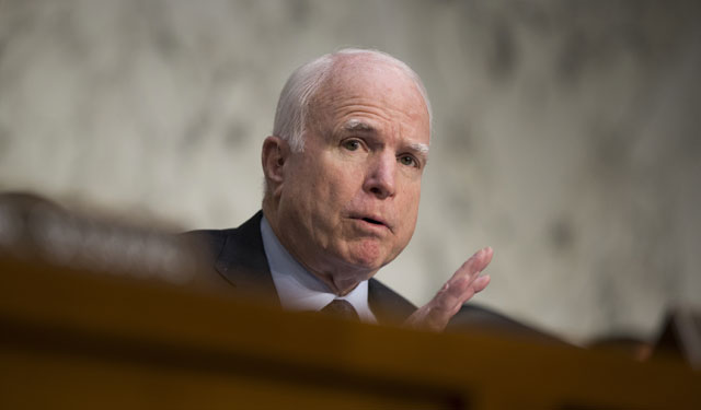 Sen. John McCain R-Ariz. speaks on Capitol Hill in Washington