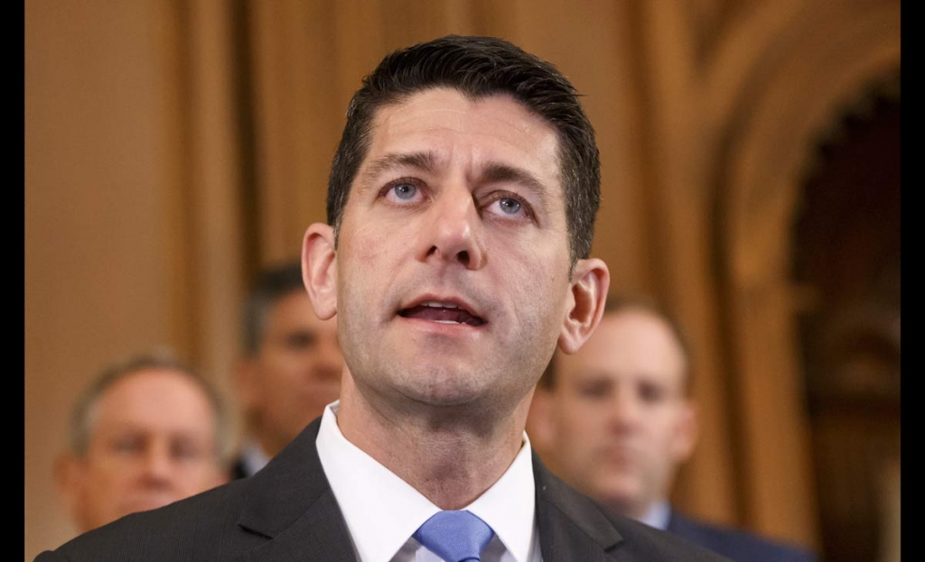 House Speaker Paul Ryan of Wis. talks to reporters on Capitol Hill in Washington