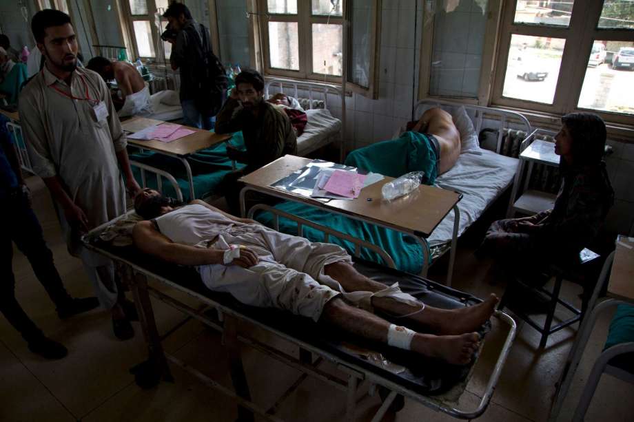 Wounded Kashmiri men allegedly beaten up by Indian soldiers who picked several inhabitants of Khrew village recover at a local hospital in Srinagar Indian controlled Kashmir Thursday Aug. 18 2016. Residents of Khrew in Indian-controlled Kashmir