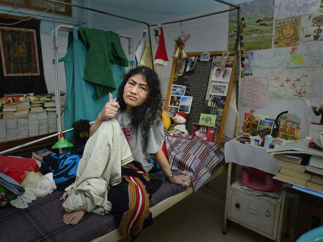 Irom Sharmila in the special ward of the Jawaharlal Nehru Institute of Medical Sciences hospital in Imphal on Wednesday