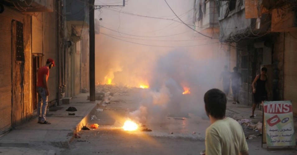 The aftermath of phosphorous bombs dropped on Aleppo