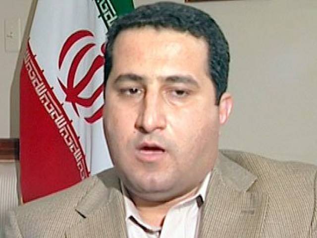 Shahram Amiri the Iranian nuclear scientist who disappeared in 2009 speaking at the Iranian interests section of Pakistan's embassy in Washington