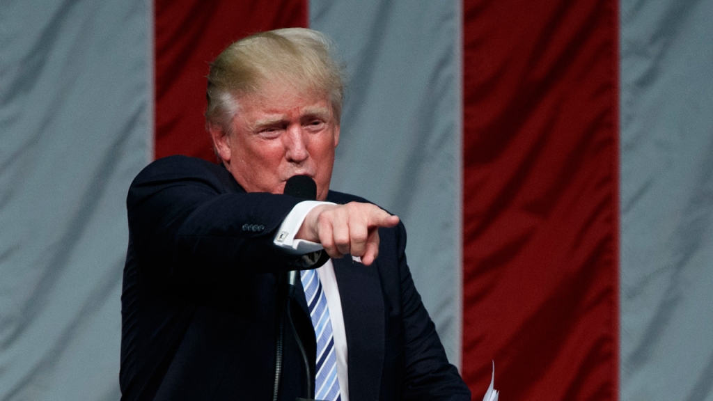 Republican presidential candidate Donald Trump speaks during a campaign rally at Sacred Heart University Saturday Aug. 13 2016 in Fairfield Conn