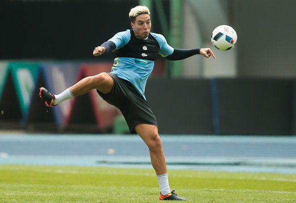 BEIJING CHINA- JULY 24 Samir Nasri of Manchester City in action during the pre-game training ahead of the 2016 International Champions Cup match between Manchester City and Manchester United at Olympic Sports Centre Stadium