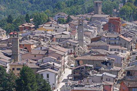 AMATRICE ITALY Partial view of the damaged central Italian village of Amatrice taken yesterday a day after a 6.2-magnitude earthquake struck the region killing some 247 people. — AFP