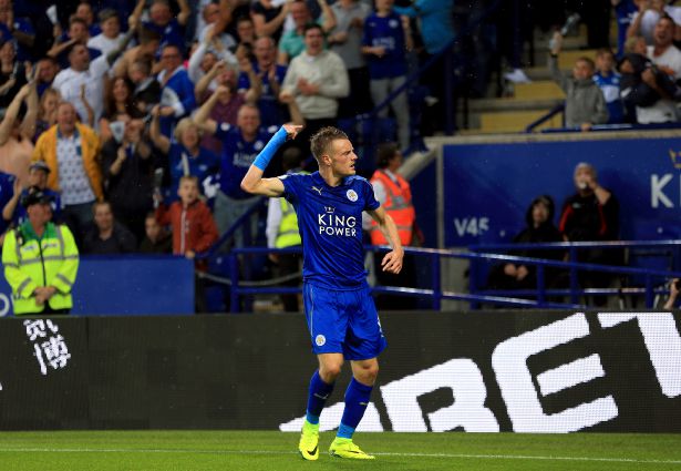 Jamie Vardy right got off the mark as Leicester earned their first win of the season