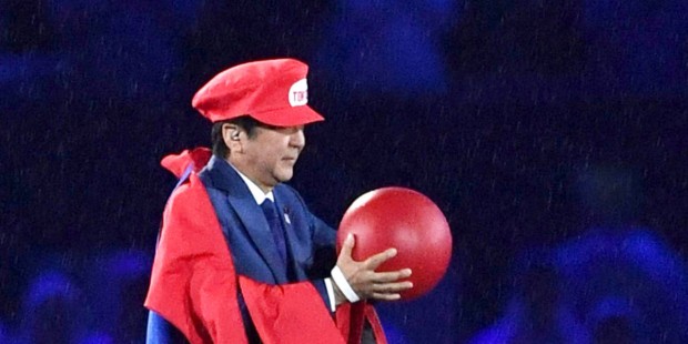 Watch Japanese Prime Minister Shinzo Abe Emerge From a Pipe at the Olympics Dressed as Super Mario