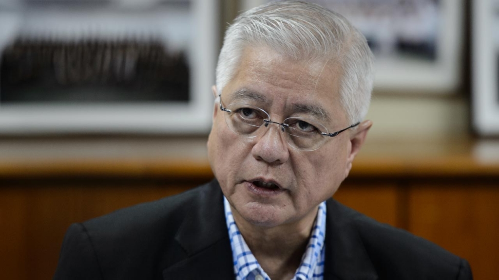 Former Philippine interior secretary Rafael Alunan III speaks during a press conference with former Philippine president Fidel Ramos in Hong Kong