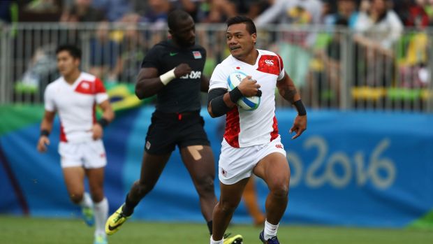 Japanese Lomano Lemeki on the run in the sevens tournament