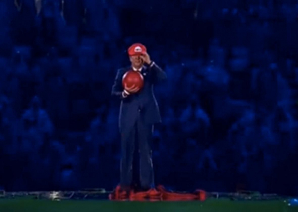 Watch Japanese Prime Minister Shinzo Abe Emerge From a Pipe at the Olympics Dressed as Super Mario