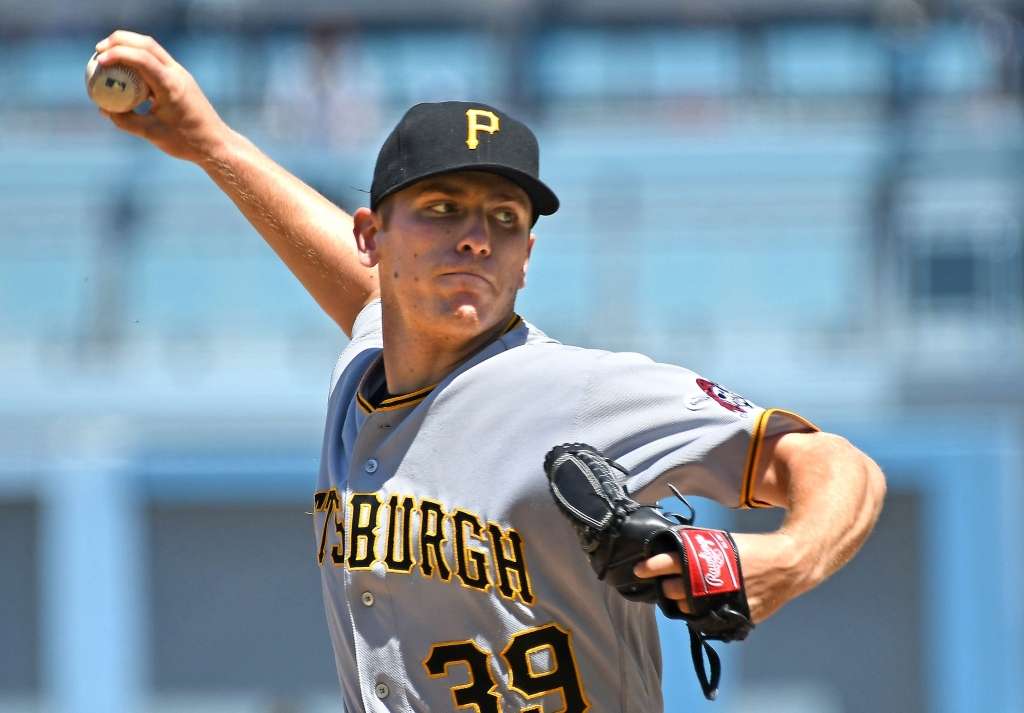 Pittsburgh Pirates v Los Angeles Dodgers-13 Right-hander Chad Kuhl delivers in the second inning against the Los Angeles Dodgers on Sunday