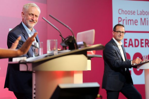 Jeremy Corbyn and Owen Smith during a Labour Leadership debate in Gateshead