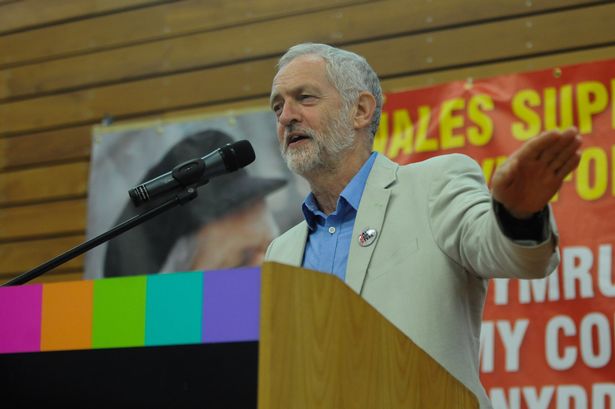 Jeremy Corbyn speaks at a rally in Swansea