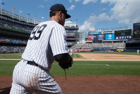 POOL Aug 14 2016 Bronx NY USA New York Yankees right fielder Aaron Judge takes the field in a game against the Tampa Bay Rays at Yankee Stadium. The Tampa Bay Rays won 12-3. Mandatory Credit Bill Streicher-USA TODAY Sports